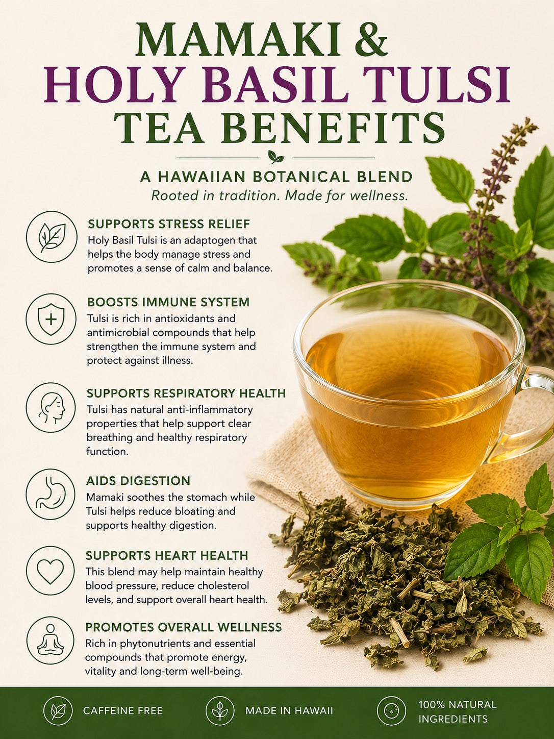 Mamaki & Holy Basil (Tulsi) Herbal Tea Blend