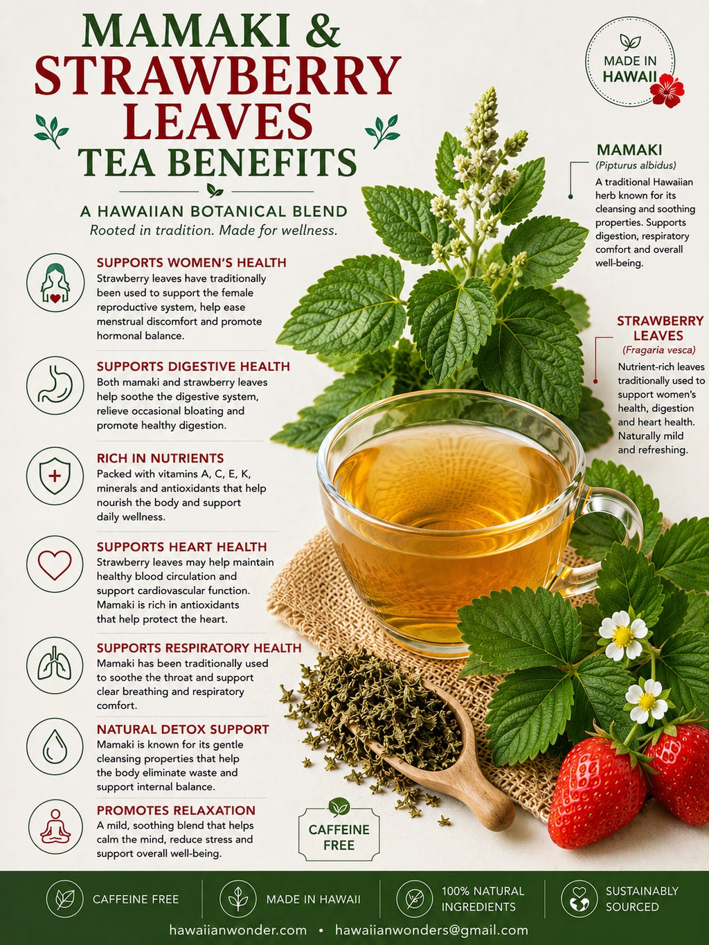 Mamaki & Strawberry Leaf Herbal Tea Blend