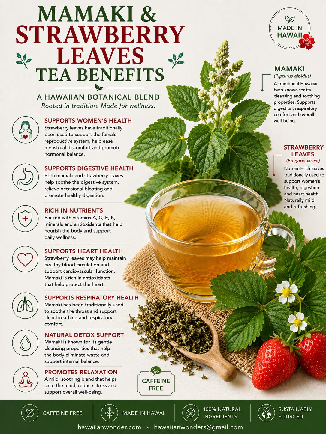 Mamaki & Strawberry Leaf Herbal Tea Blend