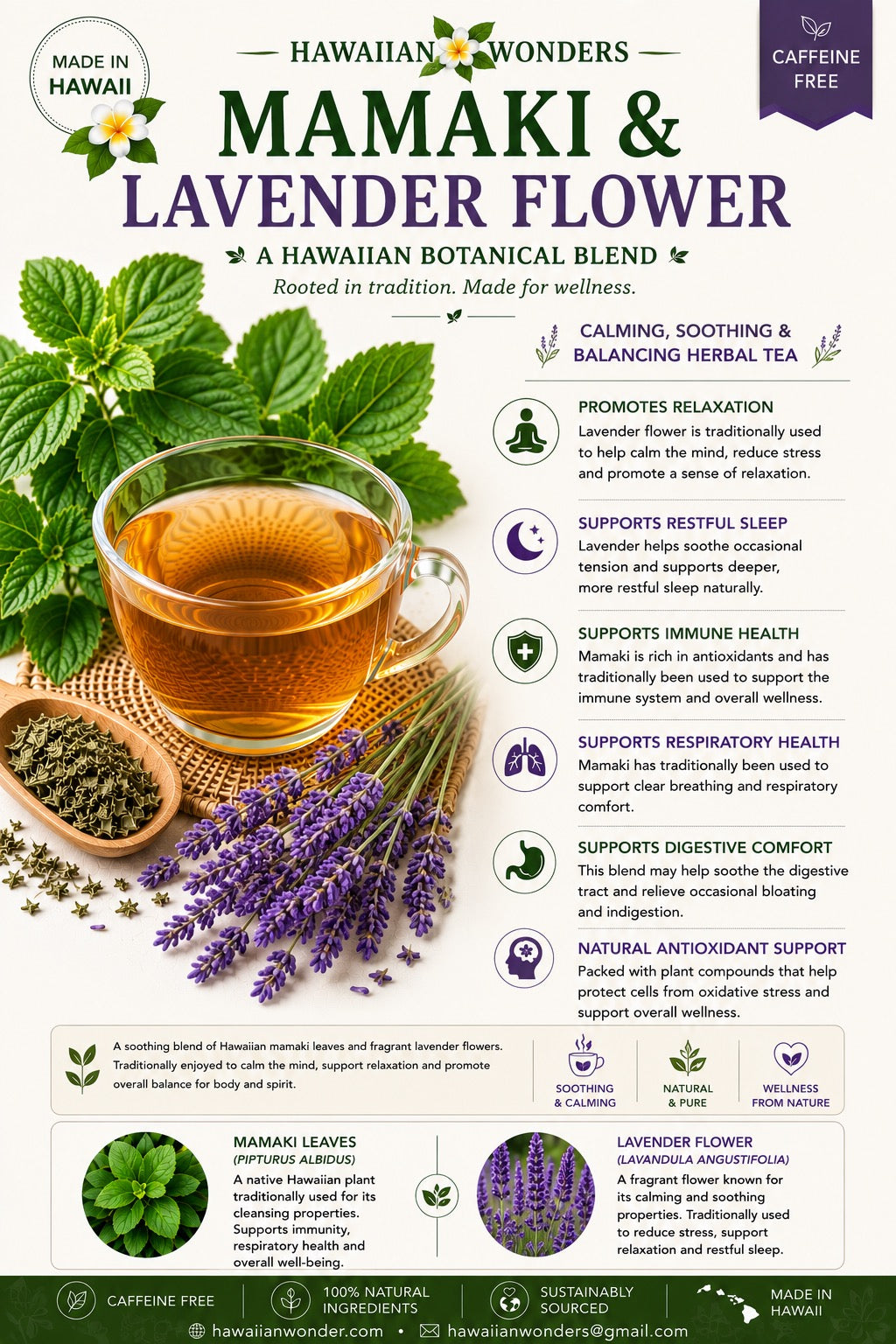 Mamaki & Lavender Flower Herbal Tea Blend