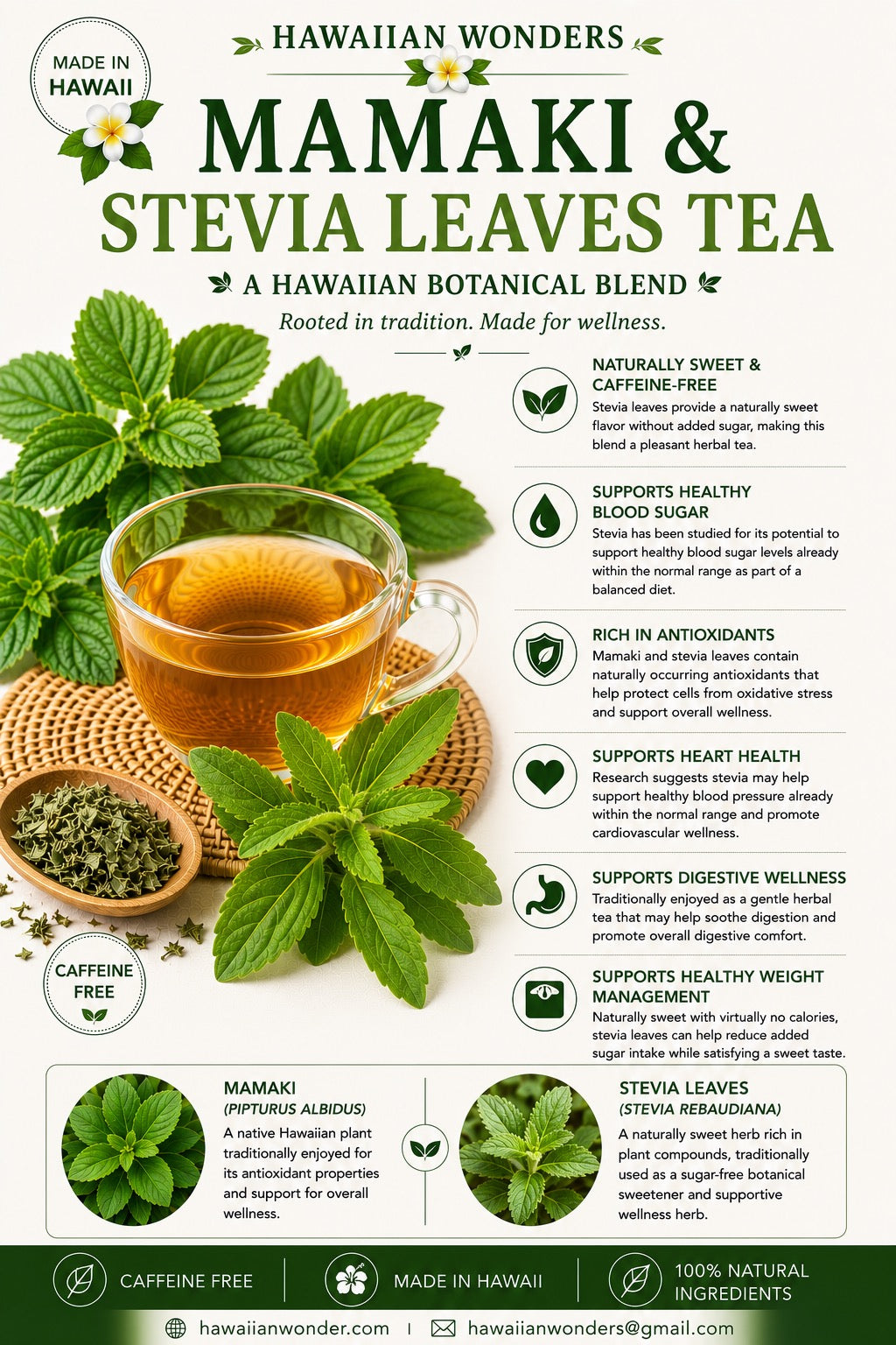 Mamaki & Stevia Leaf Herbal Tea Blend